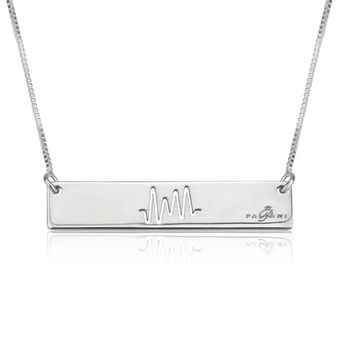 Horizon Beat necklace, Sterling silver, Rhodium plating, ROLO chain