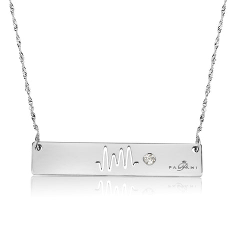 Horizon necklace, White gold, 14K, Twist chain, White Zircon, White Crystal 