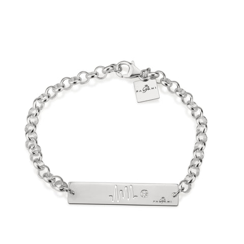 Horizon Pulse bracelet, Sterling silver, Rhodium plating, ROLO chain, White Zircon, White Crystal 