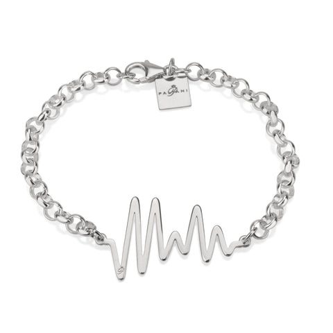 Ocean Pulse bracelet, Sterling silver, Rhodium plating, ROLO chain