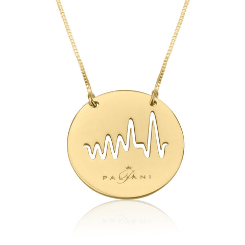 Moonlight Beat necklace, Sterling silver, Yellow Gold plating, ROLO chain