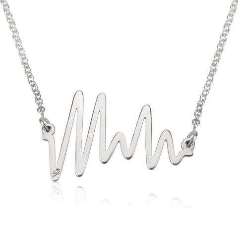 Ocean Beat necklace, Sterling silver, Rhodium plating, ROLO chain