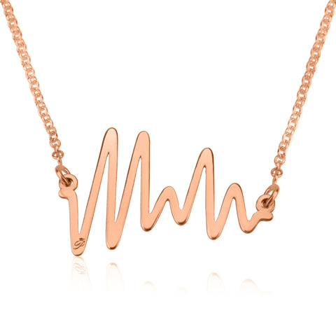 Ocean Beat necklace, Sterling silver, Rose Gold plating, ROLO chain