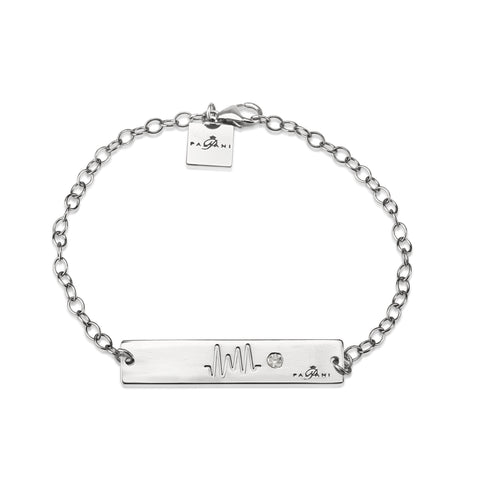 Horizon Pulse bracelet, White Gold, 14K, ROLO chain, White Zircon, White Crystal 